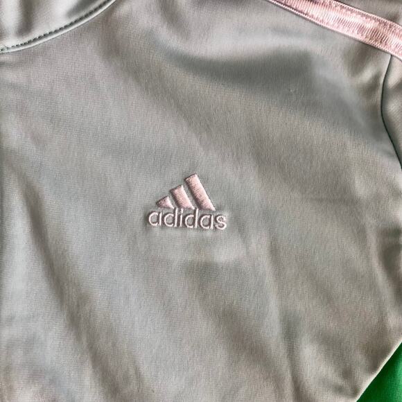 ADIDAS Track Stripes Black Green Blue Color block Jacket Girl’s Size XL (16) - Picture 3 of 10